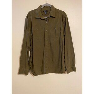 Gap L Mens Classic Fit Olive Green Long Sleeve Button-Down Shirt  Y2K Casual